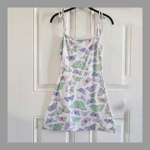 PRETTYLITTLETHING Bodycon Butterfly Print Spaghetti Strap Mini Dress Sz 4